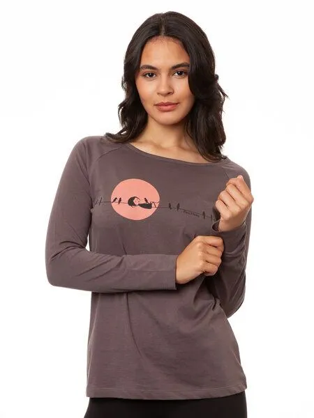 FellHerz FellHerz Damen Raglan Longsleeve Sunrise volcanic grey Bio Fair Vegan – Produktbild 1 von 4