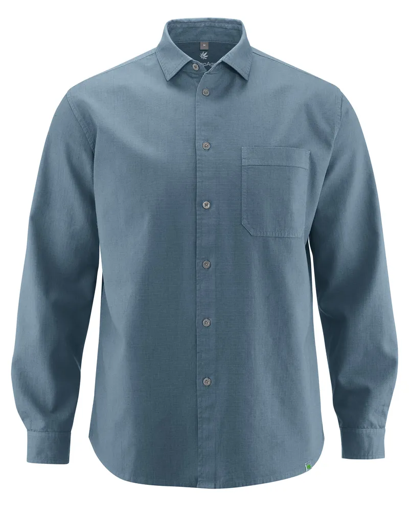 HempAge Hempage Herren vegan Hemd Worker In Taubenblau, Blau, – Produktbild 1 von 2