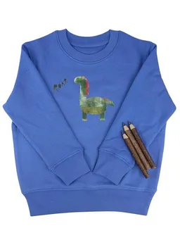 MelaDi Meladi Kinder Sweater aus Biobaumwolle - Dino auf Aqua Blue – Produktbild 1 von 1