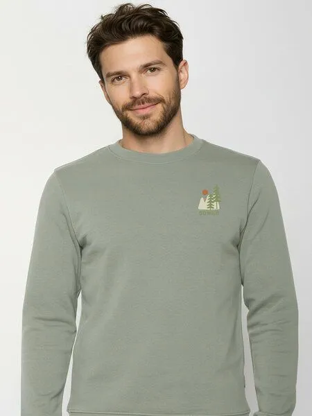 GreenBomb GREENBOMB Wild Pines Wild - Gemütliches Sweatshirt aus Bio-Baumwolle / hochwertiger Print / GOTS / Fair & Vegan, Grau (moos mint), – Produktbild 2 von 4