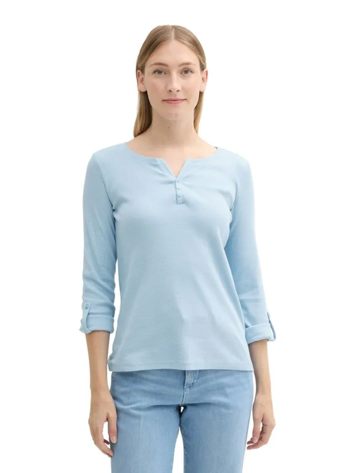 Tom Tailor Tom Tailor 3/4-Arm-Shirt F, Light fjord blue white stripe, – Produktbild 2 von 4
