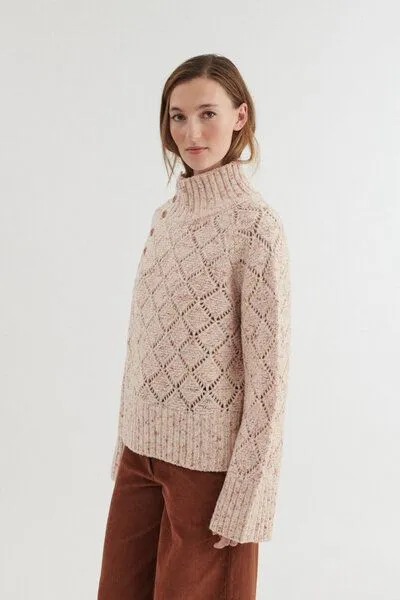 Basic Apparel Basic Apparel Rollkragen-Strickpullover UTTA aus Wolle und Baumwolle, Braun-tortoise-shell, – Produktbild 2 von 2