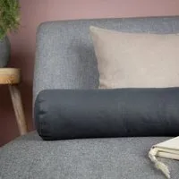 nahtur-design nahtur-design Nackenrolle mit Bezug aus 100% Leinen und Füllung mit Merinowolle oder Dinkelspelz, Anthrazit, – Produktbild 2 von 4