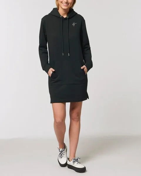 Human Family Human Family Langärmeliges Bio Damen Sweatshirt-Kleid mit Kapuze "Select - HF", Schwarz, – Produktbild 3 von 4