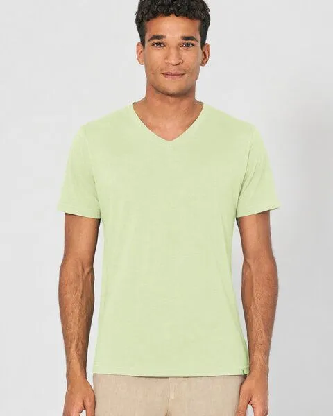 HempAge HempAge V-Kragen T-Shirt Hanf/Biobaumwolle, Matcha(grün), – Produktbild 2 von 4