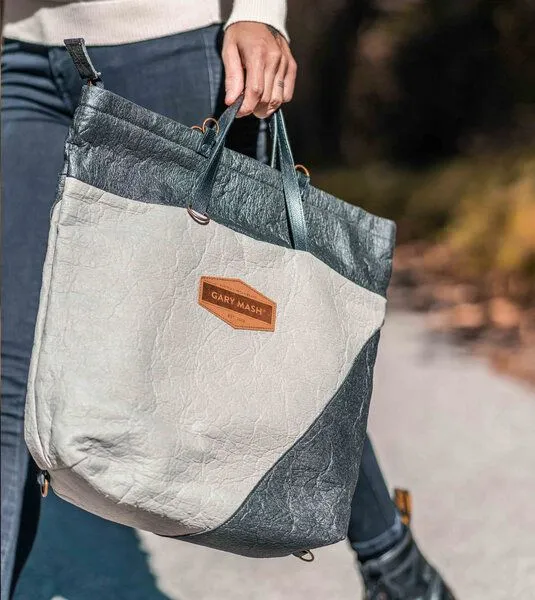 Gary Mash GARY MASH JANE Allroundertasche aus Ananasleder Piñatex, Grau-schwarz, – Produktbild 3 von 4