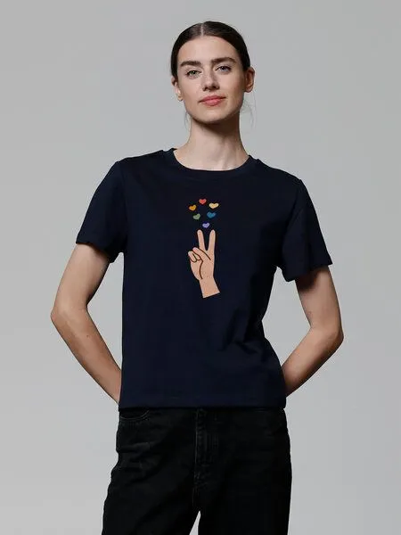 watapparel watapparel T-Shirt Frauen Spread Love, French navy, – Produktbild 2 von 3