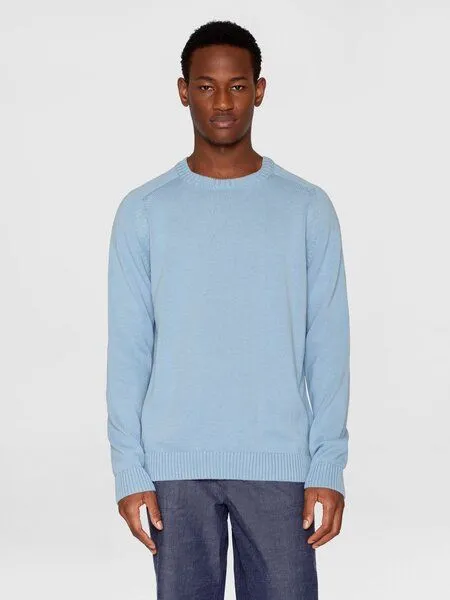 KnowledgeCotton Apparel KnowledgeCotton Apparel Strickpullover CREW NECK aus Bio-Baumwolle, Dusty Blue Melange – Produktbild 1 von 4