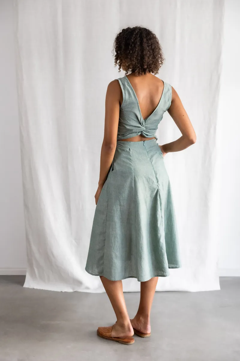 Jyoti - Fair Works Jyoti - Fair Works Damen vegan Kleid Karishmi EuKALyptus, Hellgrün, – Produktbild 2 von 2
