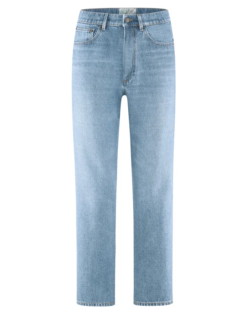 HempAge Hempage Damen vegan Jeans Mit Hoher Leibhöhe In Aqua, Blau, – Produktbild 1 von 2