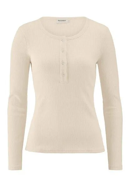 hessnatur hessnatur Longsleeve Henley Slim aus Bio-Baumwolle, Naturweiss, – Produktbild 3 von 4