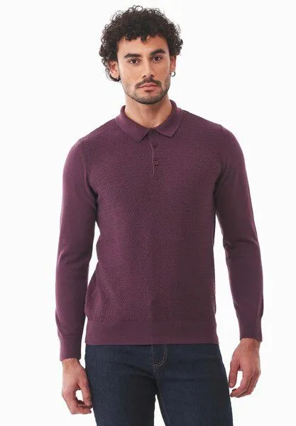 ORGANICATION ORGANICATION Polokragenpullover aus Bio-Baumwolle, Dark fig, – Produktbild 1 von 4