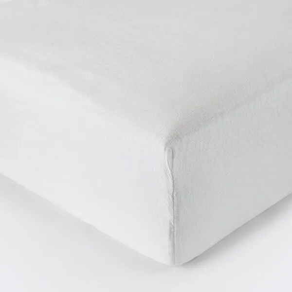 By Native By Native Spannbettlaken aus 100% Leinen | 90x200 | 140x200, Weiss, – Produktbild 1 von 3