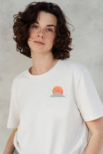 Kultgut Kultgut Biofair -Artdesign - Shirt aus recycelter Biobaumwolle / Sun & Water, Natur, – Produktbild 3 von 4