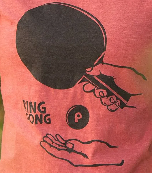 päfjes päfjes Ping Pong Tischtennis - Frauen T-Shirt - Fair gehandelt aus Baumwolle Bio - Slub, Rot, – Produktbild 4 von 4