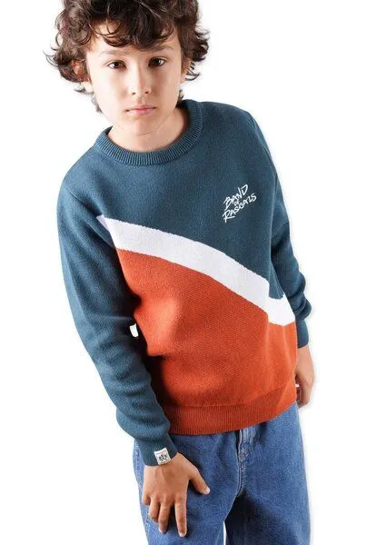Band of Rascals Band of Rascals Wave Pullover, Dark-petrol-burned-brick, – Produktbild 2 von 4