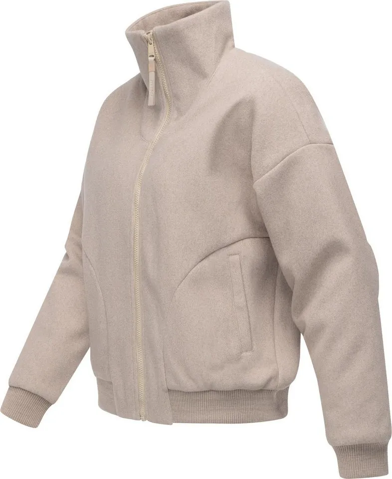 ragwear ragwear Outdoorjacke Toscia angesagte oversized Übergangsjacke in Woll-Optik, Beige|braun, – Produktbild 3 von 5