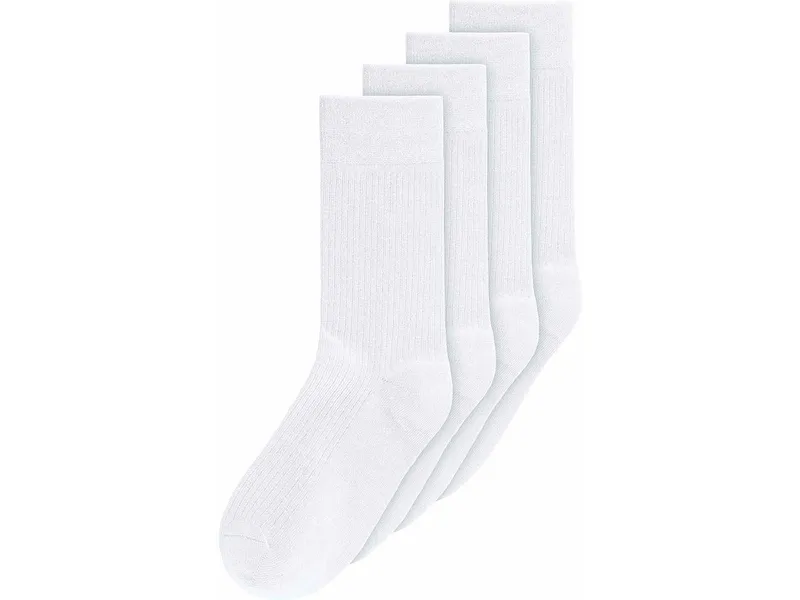 MELA MELA Gerippte Socken 4 Paare aus 100% Bio-Baumwolle, Weiss, – Produktbild 1 von 2