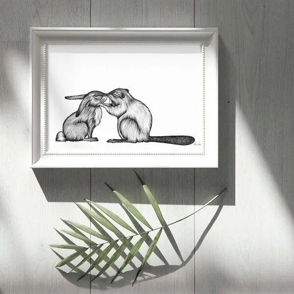LIGARTI Kunstdruck »Kaninchen & Biber« von LIGARTI | A4, A3 oder A2 | Wandbild | Poster | Kunst – Produktbild 2 von 4