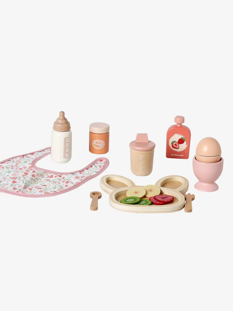 Vertbaudet Vertbaudet Puppenmahlzeit-Set Essen & Füttern Holz FSC®, Rosa, – Produktbild 2 von 4