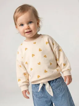 Vertbaudet Baby Sweatshirt mit Allover-Print personalisierbar vanille – Produktbild 1 von 1