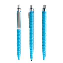 prodir prodir® Druckkugelschreiber QS01 PMS Push, blaue Mine, cyanblau/silber satiniert – Produktbild 1 von 1