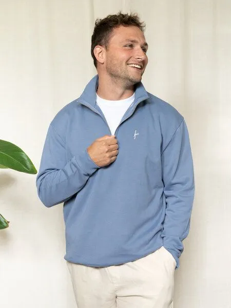 FUXBAU FUXBAU Männer fux Half Zip Sweater, Hellblau, – Produktbild 3 von 4