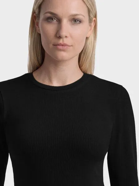 KnowledgeCotton Apparel KnowledgeCotton Apparel Langarmshirt - Rib Scoop neck long sleeved - aus Bio-Baumwolle, Schwarz (black jet), – Produktbild 3 von 3