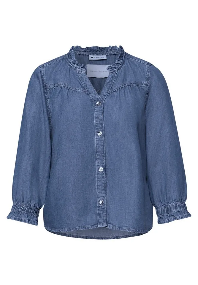 STREET ONE Langarmbluse mit Stehkragen, Blau, – Produktbild 4 von 5
