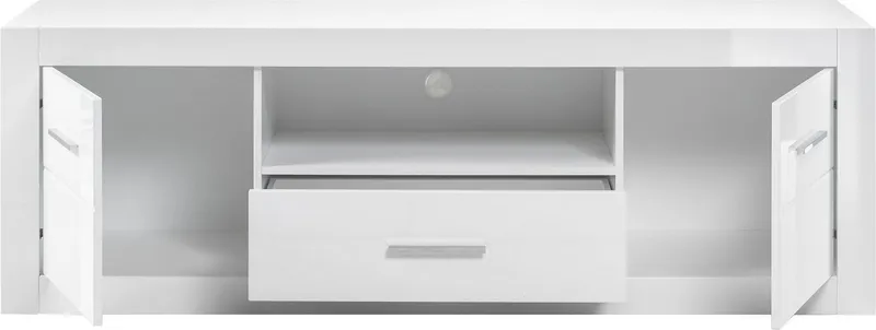 Home affaire Lowboard Bianco, TV-Unterteil, moderne Kommode, TV-Schrank in Weiß Hochglanz, zeitlos, ausreichend Stauraum, vielseitig einsetzbar, 180 cm breit, Weiß, – Produktbild 4 von 5