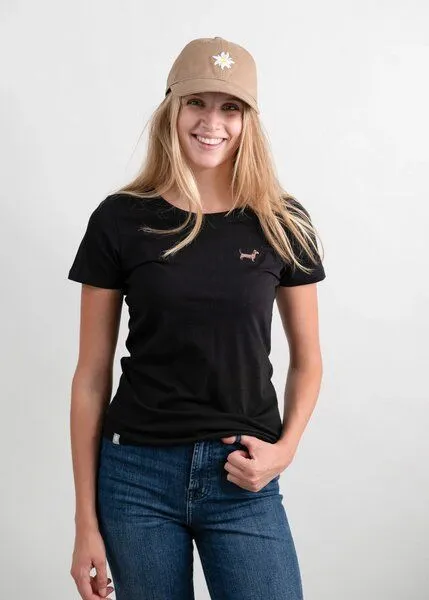 Bavarian Caps Bavarian Caps Damen T-Shirt aus Biobaumwolle - Dackel, Schwarz, – Produktbild 2 von 3