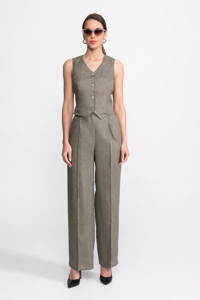 De IONESCU De IONESCU Damen vegan Set Figa Leinen, Olivgrün, – Produktbild 2 von 2