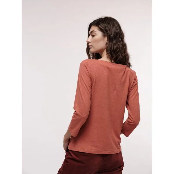 LANIUS LANIUS U-Bootshirt aus Hanf mit Bio-Baumwolle, Rot (dark rouge), – Produktbild 4 von 4