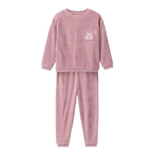 People Wear Organic People Wear Organic Nicki Pyjama, rosa, Applikation "Eule", Bio-Baumwolle – Produktbild 1 von 4
