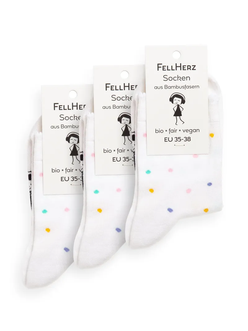 FellHerz 3er Pack Socken mit Viskose (aus Bambus-Cellulose) Konfetti weiß - 35-38 – Produktbild 1 von 1