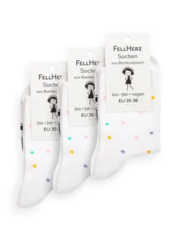 FellHerz 3er Pack Socken mit Viskose (aus Bambus-Cellulose) Konfetti weiß - 39-42 – Produktbild 1 von 1