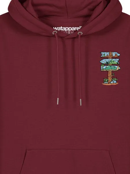 watapparel watapparel Hoodie Unisex Adventure is everywhere, Burgundy, – Produktbild 3 von 3