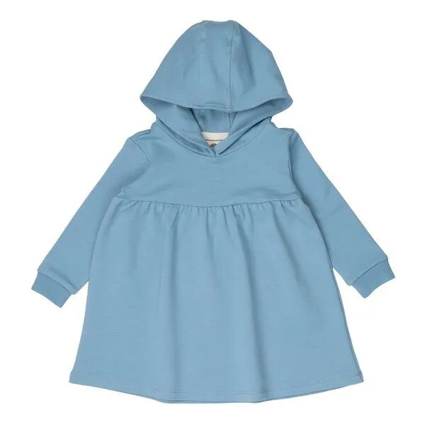 Walkiddy Kinder Kapuzenkleid GOTS zertifiziert, 95% Bio-Baumwolle, hellblau „Adriatic Blue“, weich – Walkiddy, Blau, – Produktbild 1 von 2