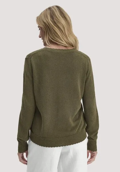 hessnatur hessnatur Strick Pullover Relaxed aus Leinen mit Bio-Baumwolle und LENZING ECOVERO, Goldoliv, – Produktbild 2 von 4