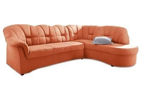 DOMO collection Ecksofa Papenburg, zeitlose Rückensteppung, elegante Armlehne, L-Form, mit Ottomane, wahlweise mit Bettfunktion, Braun, – Produktbild 3 von 8