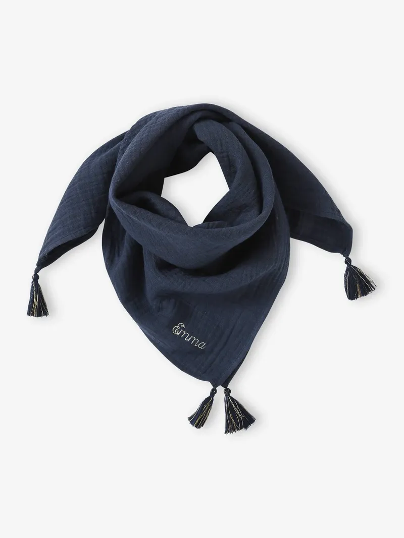 Vertbaudet Mädchen Halstuch mit Pompons personalisierbar, Marine, – Produktbild 1 von 3