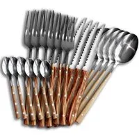 NATUREHOME NATUREHOME Tafelbesteck Edelstahl mit Olivenholzgriff Handarbeit – Produktbild 6 von 8