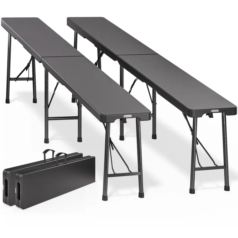 Casaria® Bierbank 2er-Set Anthrazit Kunststoff 180cm – Produktbild 1 von 2