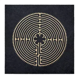 Veskor Cassiopeia Veskor Cassiopeia LABYRINTH VON CHARTRES der Kathedrale Notre-Dame Linoldruck | 40 × 40 cm | Gold auf Schwarz – Produktbild 1 von 1
