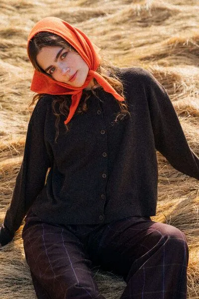 Kopyto Kopyto SAJMIRI RWS – leichter Damen-Cardigan aus Merinowolle, Dunkelbraun, – Produktbild 1 von 4