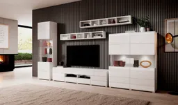 OTTO home Vitrine Toledo,Höhe 204 cm trendige Glasvitrine mit dekorative Fräsungen Standvitrine ohne Beleuchtung, viel Stauraum, hochglanz Front MDF – Produktbild 1 von 1