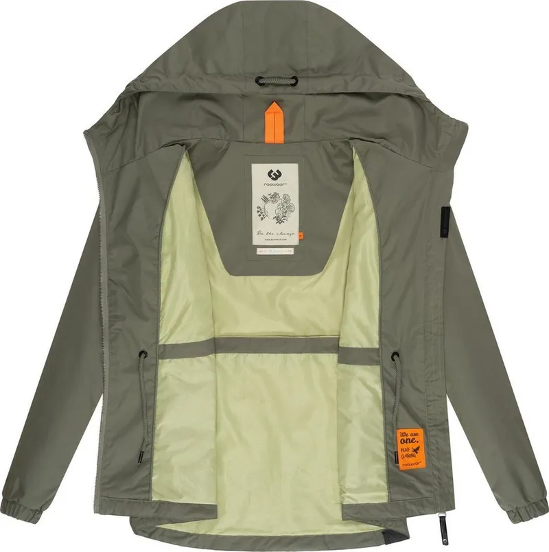 ragwear ragwear Outdoorjacke Danka Wasserdichte Übergangsjacke mit großer Kapuze, Gelb|grün, – Produktbild 1 von 5