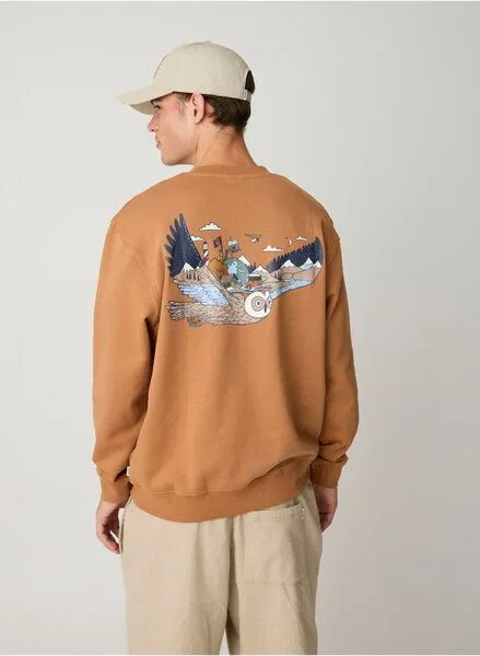 KnowledgeCotton Apparel KnowledgeCotton Apparel Lockeres Sweatshirt mit Rückenprint aus Bio-Baumwolle, Braun-lion, – Produktbild 1 von 4