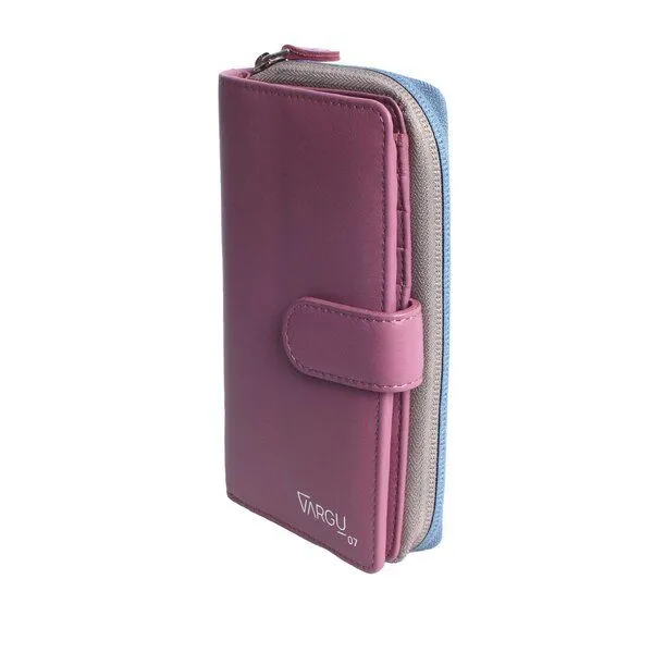 Vargu Vargu Echtleder Geldbörse SABA 1-A, Mauve - grey, – Produktbild 1 von 4