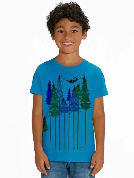 FellHerz FellHerz Kinder T-Shirt Wood Girl Bio Fair, Azur (blau), – Produktbild 3 von 4